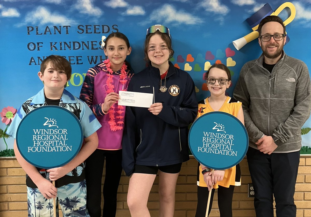 Student leaders donated $200 from their Rainbow Loom Fundraiser to support the operating costs of an MRI machine. #LPSproud <a href="/WRHFound/">Windsor Regional Hospital Foundation</a>