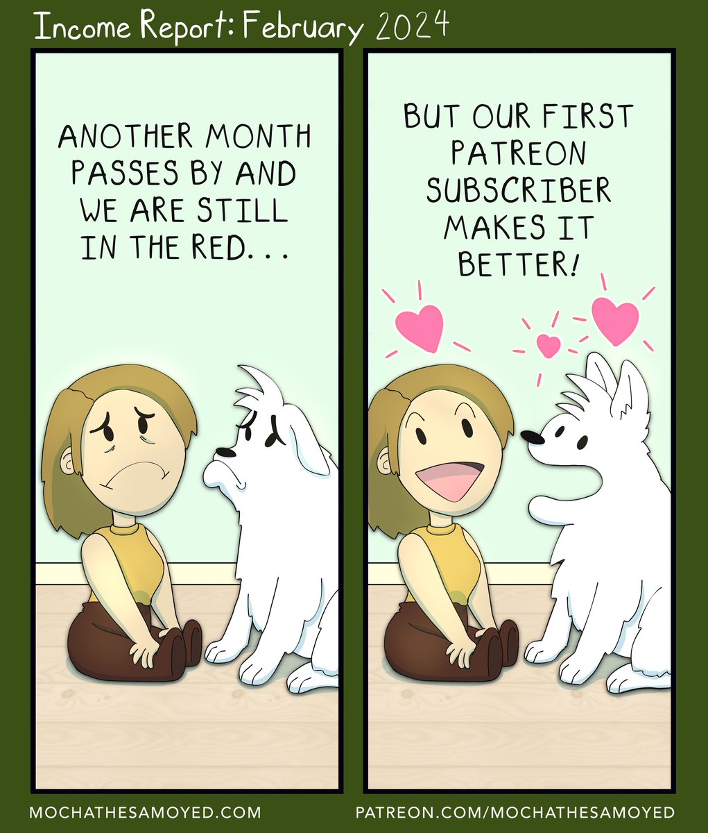 MochaTheSamoyed's tweet photo. https://t.co/tfvz6fPz83

Keeping the conversation going from last month, we've got some improvement thanks to our very first few paid subscribers and some new plans on what comes next! The link at the top has the full details. https://t.co/EfMTSJklyl