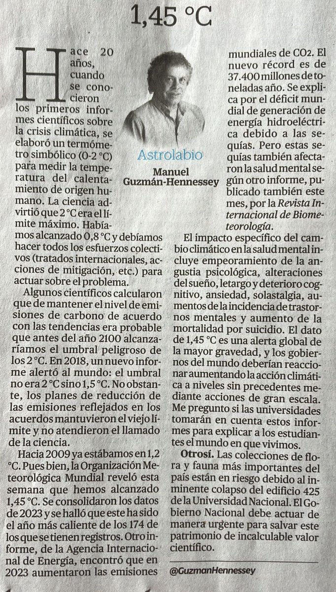 alegriafonseca's tweet photo. Para leer y difundir esta columna de Manuel Guzman Hennessey, un llamado urgente para actuar ya frente al Cambio Climático https://t.co/0Dh2ZYv2Lu