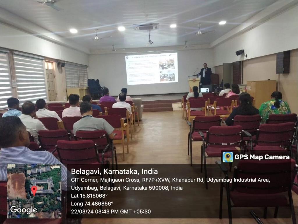 klsgitbelagavi's tweet image. The "Synergizing Success" session with Dr. S. B. Hegde from @PENNSTATEU1 was held on 22nd March 2024. Faculty learned about prioritizing work, time mgmt, positive mindset, and effective teaching strategies. #EngineeringFaculty #Wellness #SuccessStrategies @pnkathavi @NKathavi