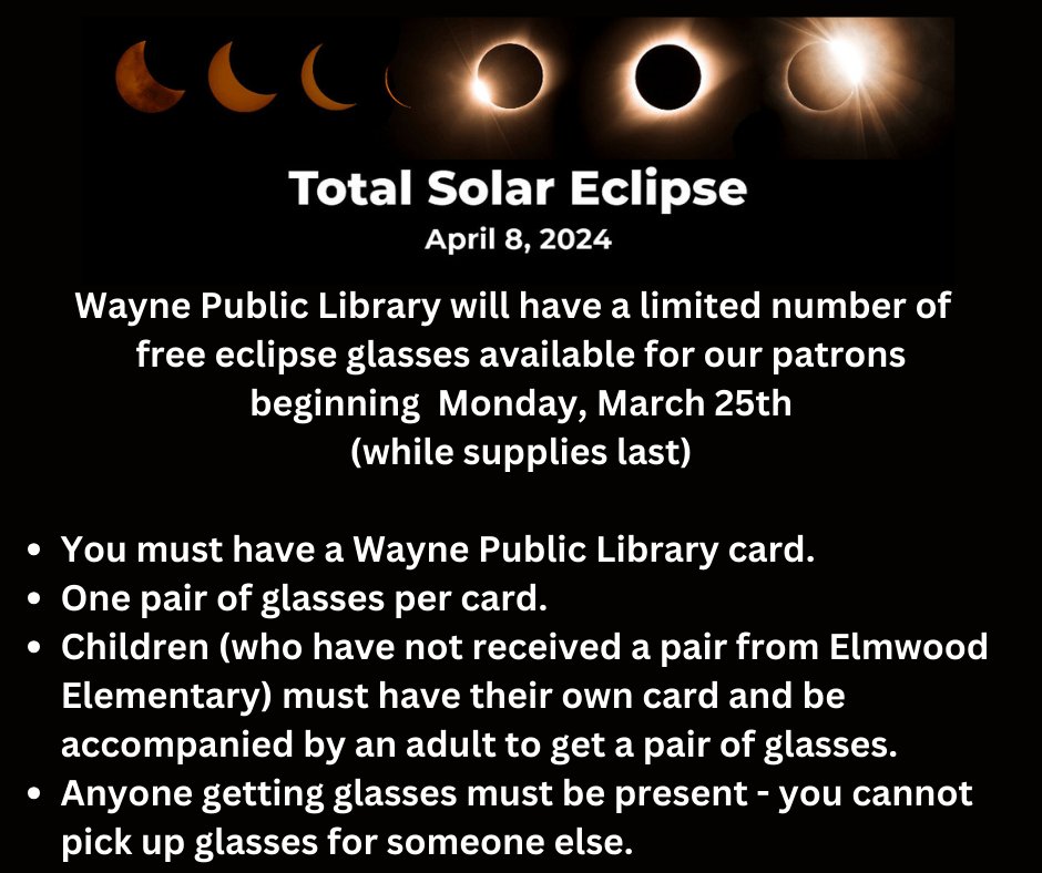 WaynePublicLib1's tweet photo. Starting today! https://t.co/X02woLc7a7