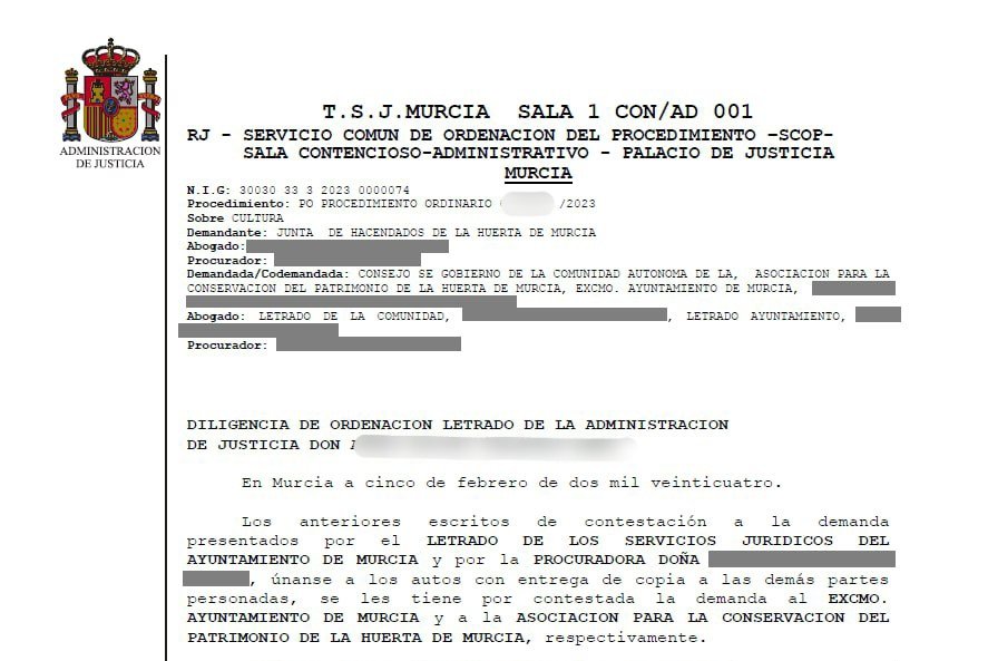 huermur's tweet image. HUERMUR combate en el @TSJMurcia ⚖️ la demanda de la Junta de Hacendados que intenta anular el BIC de las acequias mayores de la huerta de #Murcia. Ya se ha presentado el escrito de oposición, ocupando una posición de defensa del BIC #PatrimurSOS

murciaactualidad.com/huermur-combat…