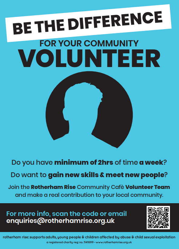 Do you have a couple of hours a week free? Make a difference by volunteering at Rotherham Rise #Roth_WR #volunteer