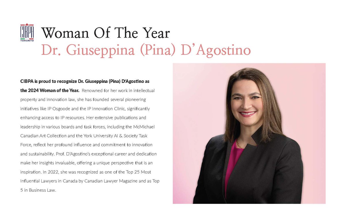 👏Congratulations to CAIS Co-Director, Professor Pina D'Agostino, on receiving the CIBPA Woman of the Year award!