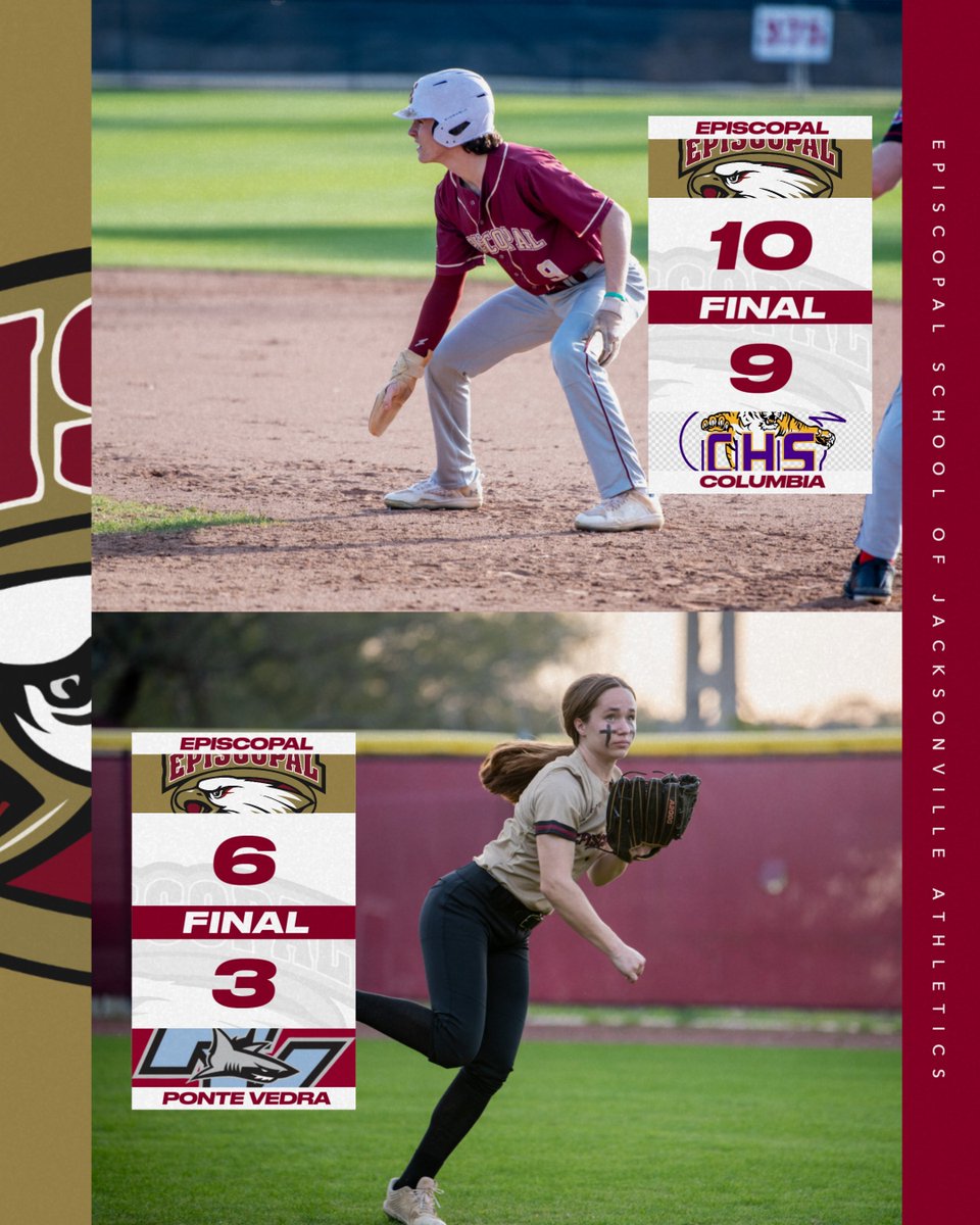 A great night of competition for our Baseball and Softball teams as they both are able to come away with wins!

Softball is back in action next week and Baseball takes on First Coast tonight in Fernandina!

Go Eagles!!!