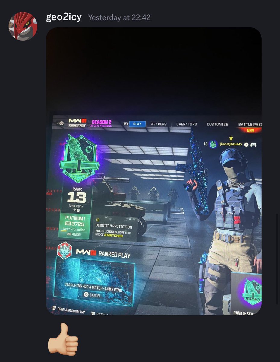 ilygeo_'s tweet photo. MW3 Ranked Play Boosting Service. 
Done a number of accounts, can discuss prices in messages. https://t.co/X5YXldsT42