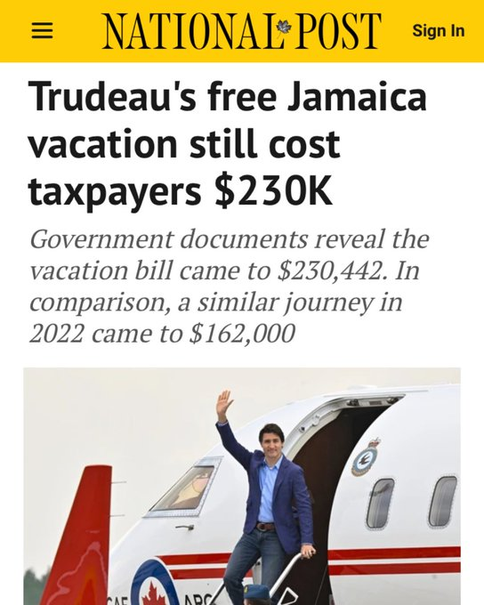 Justin Trudeau's 'free' Jamaican vacation may have come at a high cost to taxpayers. Transparency and accountability are essential when it comes to government spending. #TaxpayerMoney #GovernmentAccountability