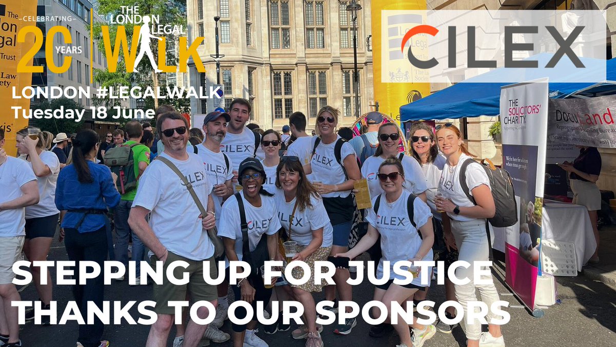Round of applause to @CILEXLawyers, one of our wonderful sponsors of the London #LegalWalk 👏. 
Thanks to their support, we can continue to promote #AccessToJustice for communities across London and the South East. We look forward to walking side by side! #20YearsOfJustice