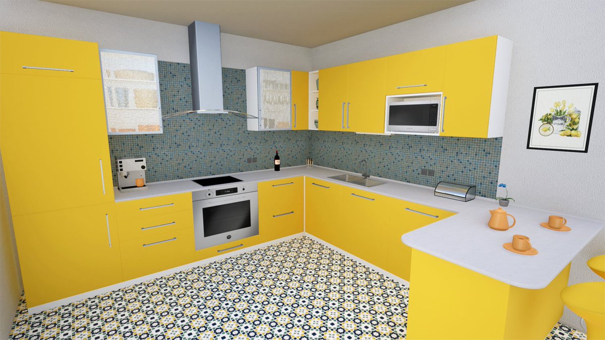 Techloftgr's tweet image. A modern kitchen, designed in #sketchup and rendered in #twinmotion
