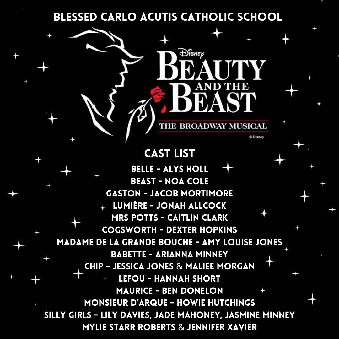 SCA_EA's tweet photo. 🌹CAST ANNOUNCEMENT🌹

It's been a beastly task choosing from over 70 auditions, but we are thrilled to announce the enchanting cast of our February 2025 production, ‘Beauty and the Beast’🥀

#BeOurGuest #BCAExpressiveArts #BeautyAndTheBeast 

@BishopHedleyRC https://t.co/B3Tzs63tTy