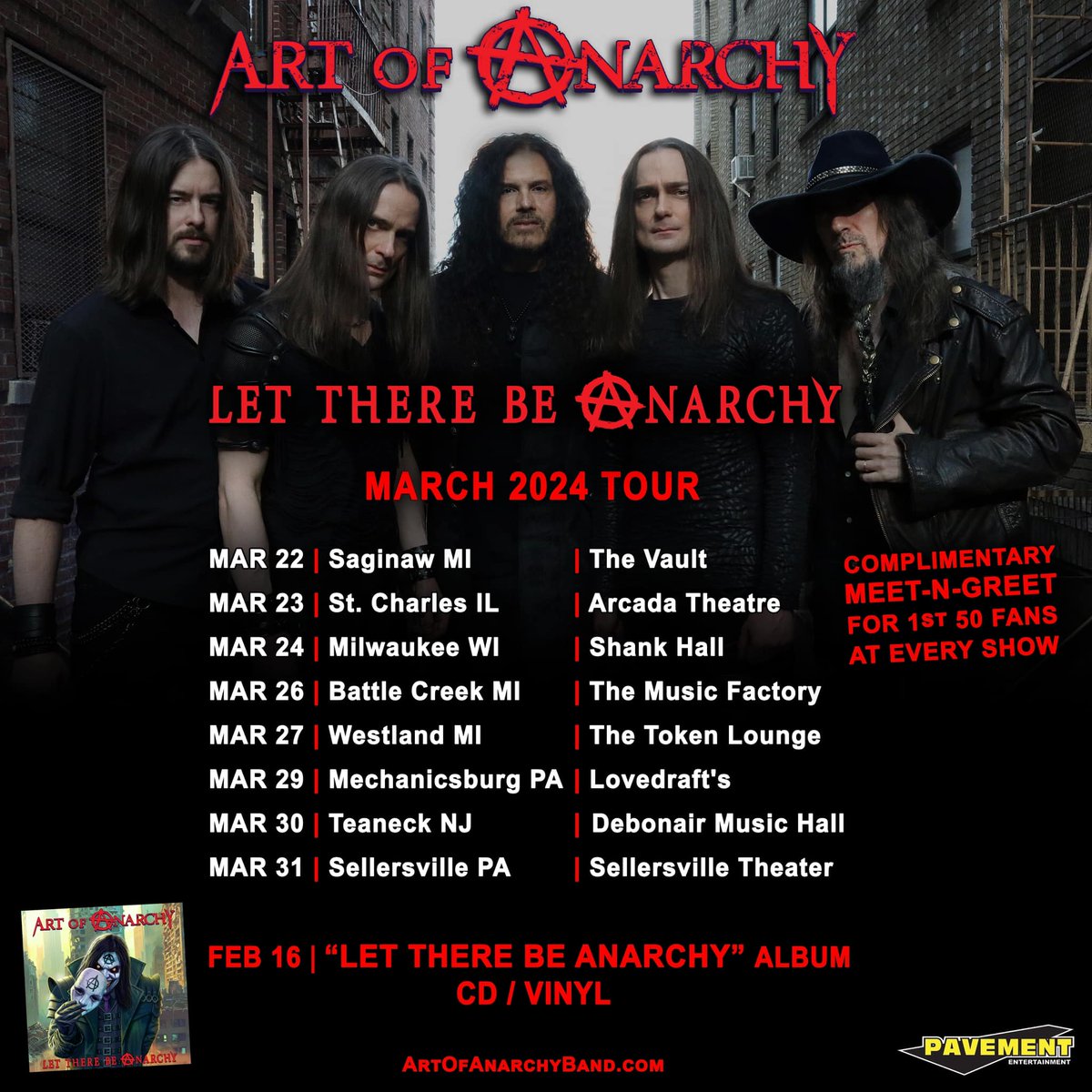 .@artofanarchy #LETTHEREBEANARCHYTOUR Today: Mar 22 Saginaw, MI - The Vault