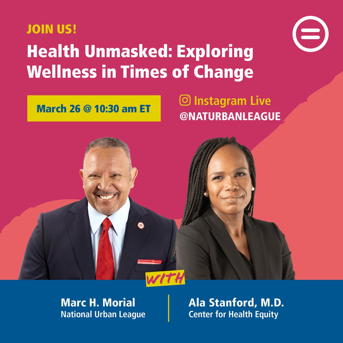 Let's talk wellness! Join me and @NatUrbanLeague CEO @MARCMORIAL for a conversation about important actions you can take to safeguard your health. See you at the IG Live event on Tuesday, March 26th at 10:30am ET! dralastanford.com