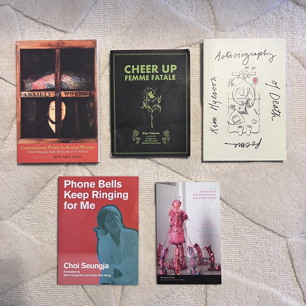 I love these ferocious books by brazenly feminist Korean women poets such as @PoetKimHyesoon translated by Korean American poets such as @DonMeeChoi & @cathyparkhong. They smash open boundaries & cultural expectations. My poems would not exist as they are without them.