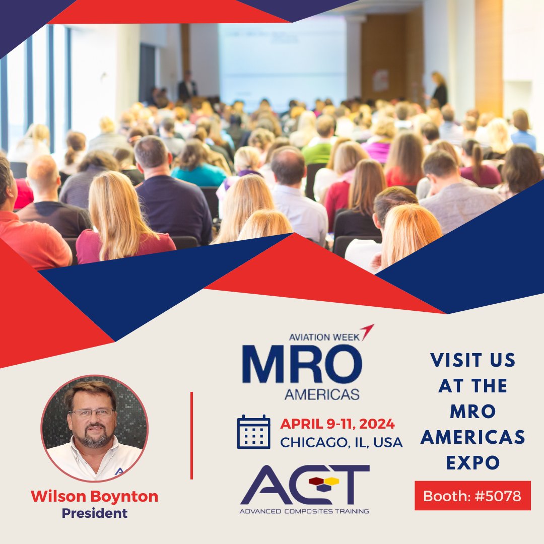 ACTComposites's tweet photo. Exciting News!

The ACT team is gearing up for MRO Americas in Chicago!

If you're also attending, make sure to swing by our booth [5078] to meet us in person! We can't wait to connect with you. See you there!

#MROAmericas #Networking #Booth5078 #training #composites #composite https://t.co/GRbe1dEhf8