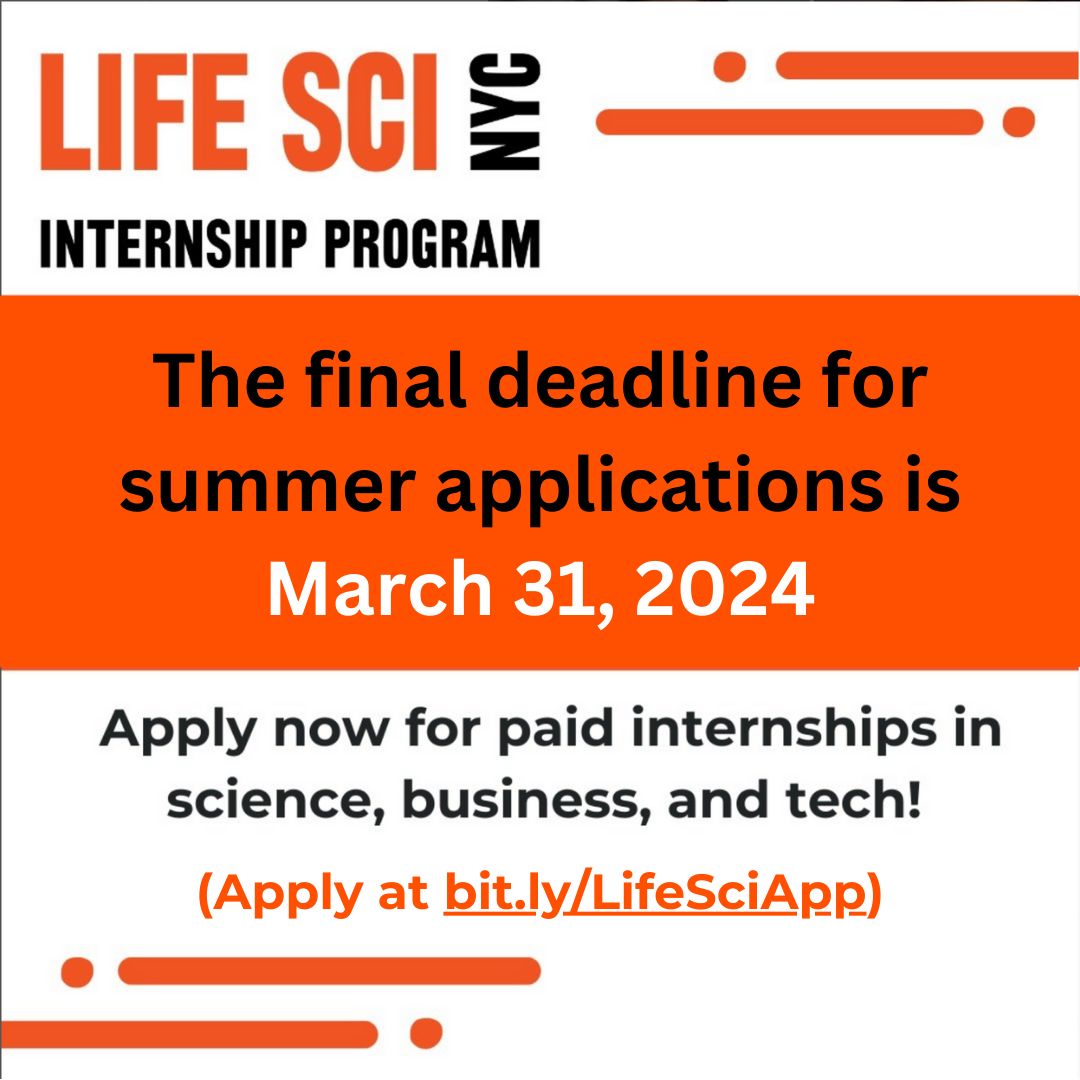 #HkAlumni, are you ready to jumpstart your #STEAM career? Check out these incredible #InternshipOpportunities provided by The @LfSciNYCInterns . Undergraduate and graduate student applications are now open for the summer. #FutureSuccess To apply: bit.ly/LifeSciApp
