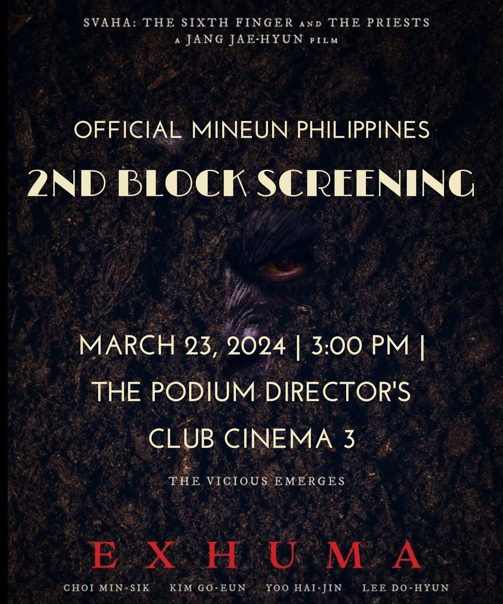 off_mineunph's tweet photo. See you tomorrow!๐#OMPFreeBlockScreening
#ExhumaPHNowShowing
#KimGoEunXExhumaPH
#KimGoEun
#ํ๋ฌ #์ ์ฐฌ์์์ค #์ฅ์ฌํ๊ฐ๋
#๋ฏธ์คํฐ๋ฆฌ #์ค์ปฌํธ
#์ต๋ฏผ์ #๊น๊ณ ์ #์ ํด์ง #์ด๋ํ #ํํ๊ฒ์ด๋์๋ค https://t.co/bYqohzDdXP