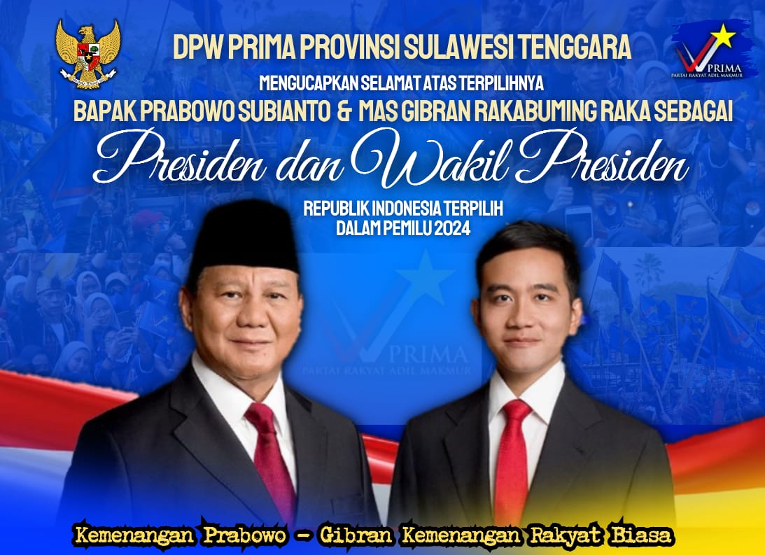 Selamat kepada Pak Prabowo Subianto dan Mas Gibran Raka Buming Raka. Semoga selalu amanah terhadap seluruh rakyat Indonesia 🤲