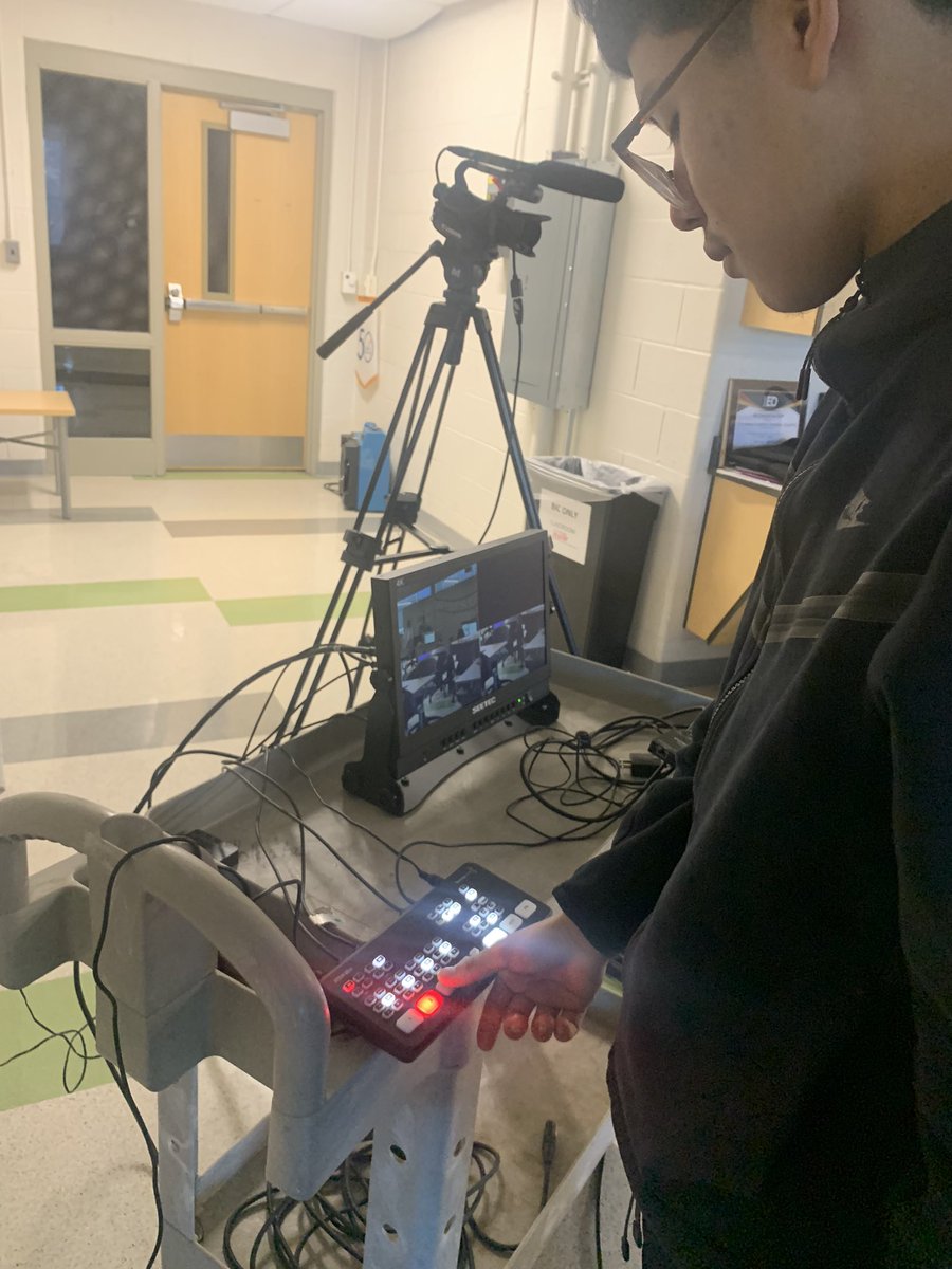 Students learning how to set up a remote multi camera livestream from scratch! They must complete tripod set up, wire up cams, switcher and monitors, and understand the difference between our many connections in the A/V industry! <a href="/PCTAProvidence/">PCTA</a> <a href="/pvdschools/">Providence Public Schools</a> <a href="/SkillsUSARI/">SkillsUSA RI</a>