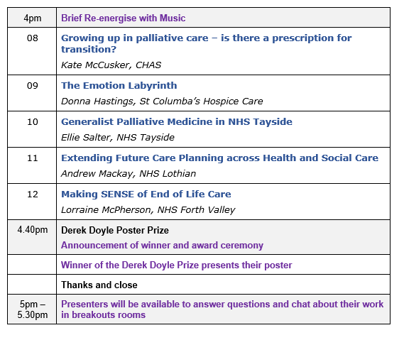 Palliative_Scot's tweet photo. JUST ANNOUNCED Varied and interesting topics in the #PosterParadeEvent line up. Register here https://t.co/xRR5je5JxW https://t.co/qq4ivIWgpn