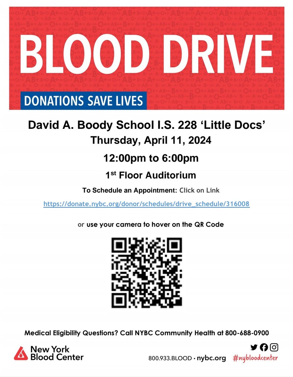 Help Save Lives by Donating Blood!
See flyer for details!
<a href="/UFT/">UFT</a> <a href="/UFT_BKOffice/">UFT Brooklyn Office</a> <a href="/UFTMS_Division/">UFT Middle Schools Division</a> <a href="/cec_d21/">Community Education Council 21</a> <a href="/PCD21K/">Presidents’ Council of District 21</a> <a href="/D21_Community/">DOE District 21</a>
