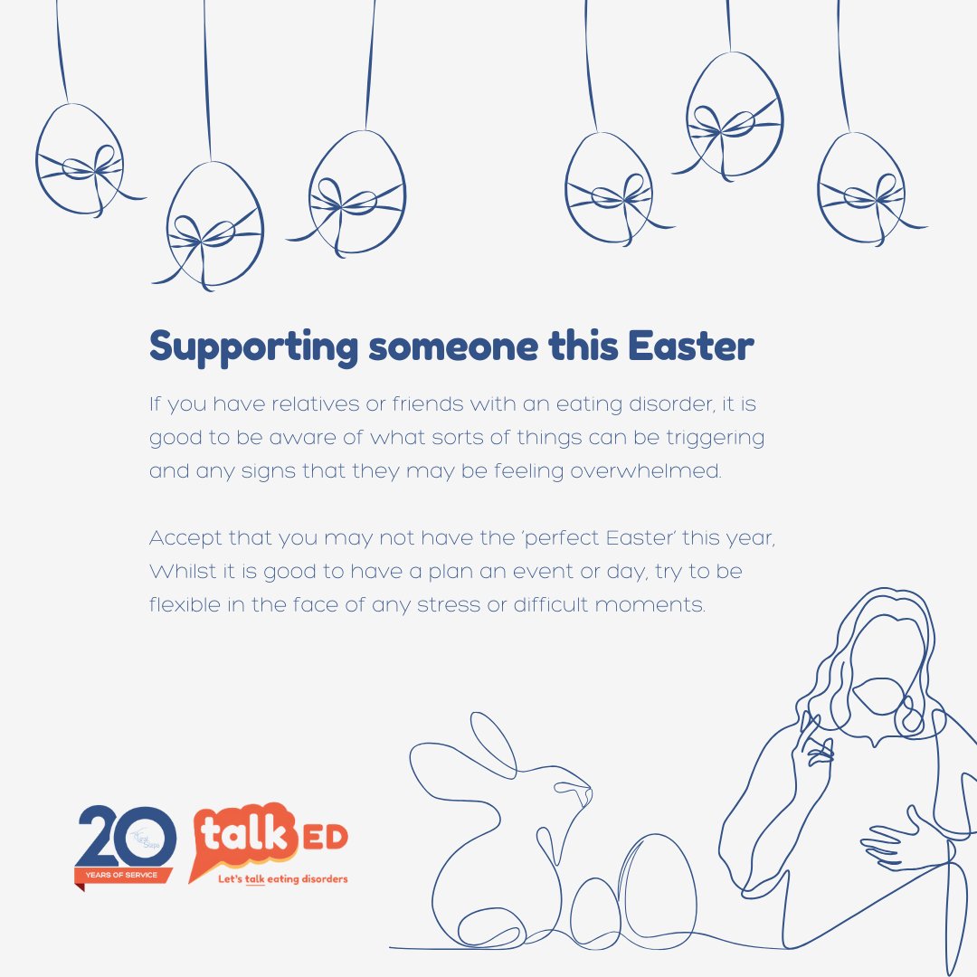 Easter marks a four-day bank holiday weekend which often involves plans with family and friends, and perhaps with a number of activities centered around food. Check out our Guide to Easter and Eating Disorders for more tips and advice. firststepsed.co.uk/easter-and-eat… #Easter #Anxiety