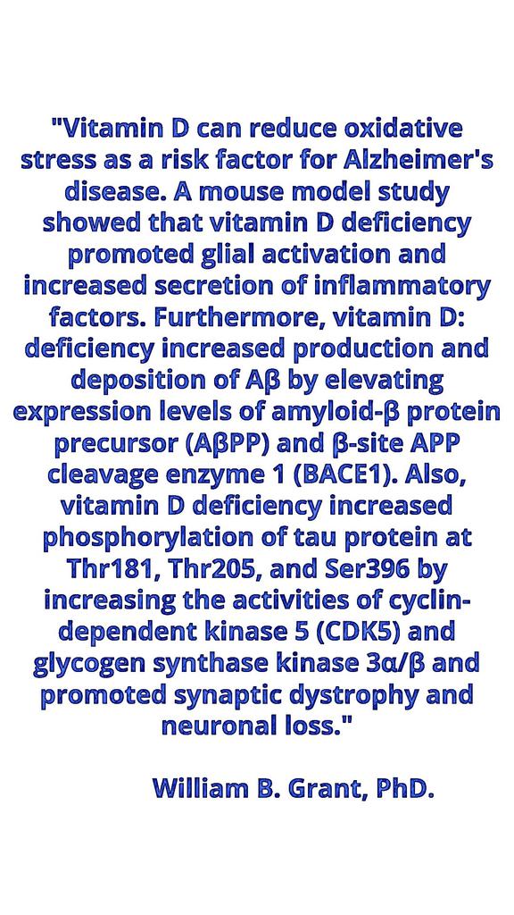 The Role Of Vitamin D In Reducing Risk Of Alzheimer’s Disease.
Author 
William B. Grant, Ph.D <a href="/wbgrant2/">William B. Grant, PhD</a>
foodforthebrain.org/the-role-of-vi…