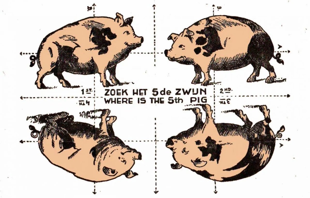 Where is the fifth pig?” (1940) Anti-Nazi puzzle created in