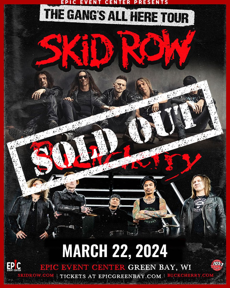 GREEN BAY!! You ready for a #GoodTime!!? The Gang's All Here Tour with @OfficialSkidRow drops in to @EPICGreenBay TONIGHT for a #SOLDOUT show! Doors open at 6:15! LET'S GOOOO!!! 👊💥