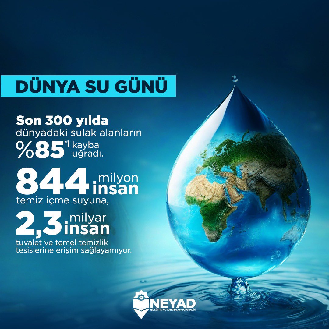 Her damlasında yaşam barındıran su kaynaklarımıza sahip çıkmalıyız.💧 Su tüketimi konusunda bireysel ve toplumsal olarak alacağımız her tedbir, bugün kutladığımız #DünyaSuGünü'nü gelecek yıllarda da kutlayabilmemizi sağlayacak en önemli miras olacak.🚰 @Nilgun_Diptas #neyad