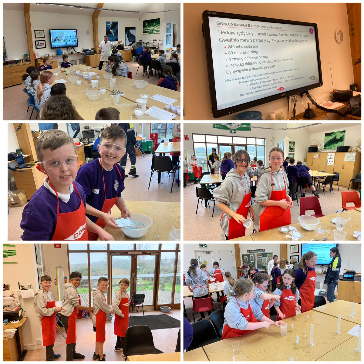 Year 5&6 enjoying celebrating national science week . Creating bath bombs and scented soap jels ! Thanks to staff @dowsilicones for the welcome. @MissALiney1 @MissNWT123 @MrLlwyd2 @1MrMPrice @ygsantcurig1