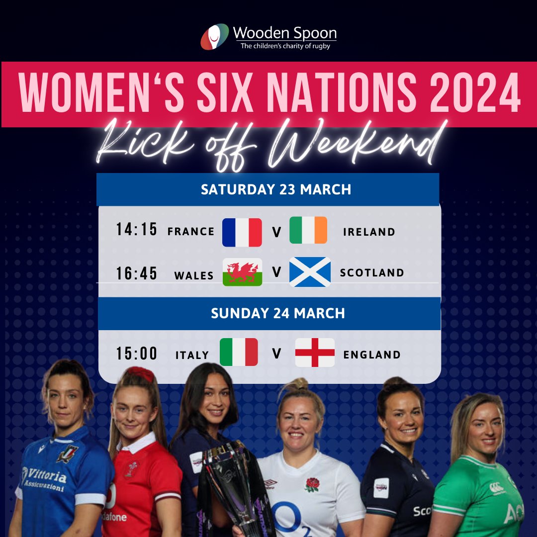 The Guinness Women’s Six Nations tournament kicks off tomorrow 23 March and runs through to Saturday 27 April. Will there be an upset this year for England’s Red Roses, winners of the last 5 editions? Wooden Spoon will be cheering all the home nations. 🏉🏉 🏉 🏉 🏉 🏉