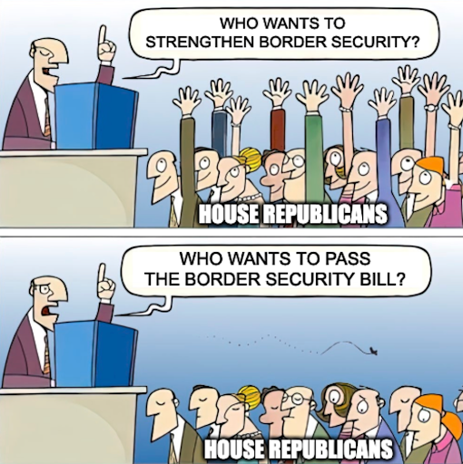 Hypocrisy 101: House Republicans killed a plan to tackle the border crisis to appease wannabe dictator Donald Trump.