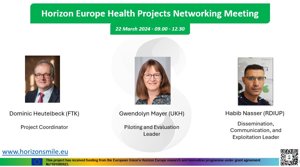@HESmile_project team joined the #HorizonEurope #HealthCluster Networking Meeting hosted by @EU_HaDEA. This event aim to trigger collaboration among projects working on similar issues. We also had the opportunity to connect with representatives from @EU_HaDEA & @EU_Commission
