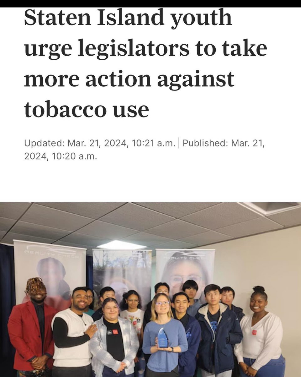 Congratulations McCown Reality Check students for taking action against teen tobacco use! Your advocacy in Albany is inspiring. Shout out to Mr. Rocco for his support! 🚭🌟 #Advocacy #TobaccoPrevention @GaynorMcCownELS @DOEChancellor @ruxdanika