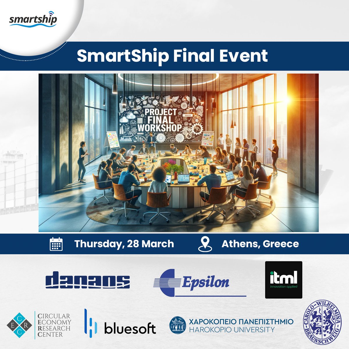 SmartShip final #event on Thursday, 28 March. This event marks the culmination of our journey, showcasing groundbreaking scientific results and research achievements in maritime energy efficiency, fuel consumption, and emissions management. Register here bit.ly/496uAOT