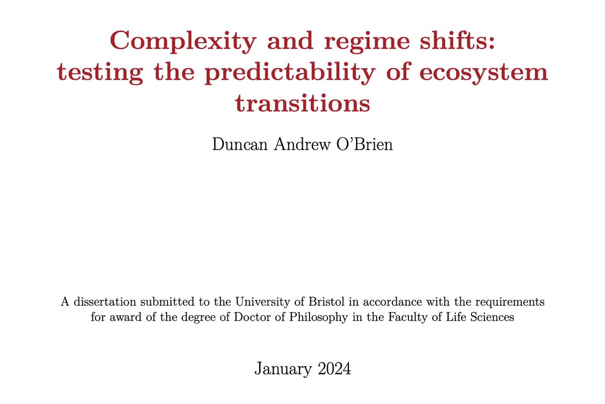 I'm very proud to say that I have successfully defended my PhD in Ecology @BristolBioSci! I thought I would write a short thread thanking the people involved and share tidbits of knowledge/conclusions I've made along the way. 1/n