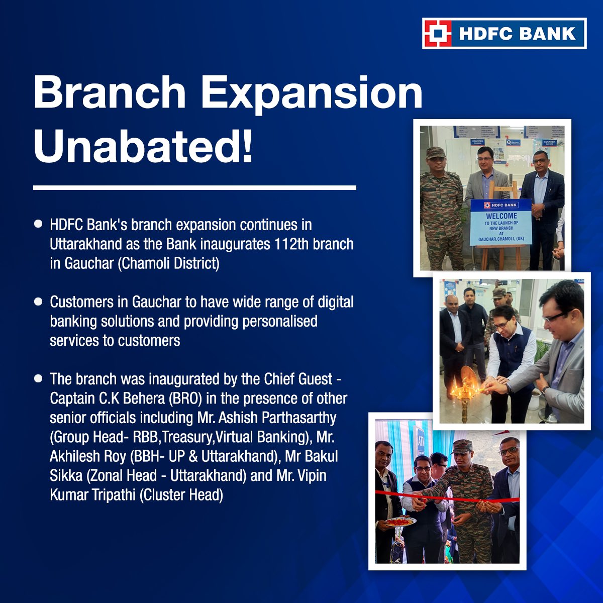 HDFC Bank Opens 112th Branch in Uttarakhand #HDFCBank #News #BranchExpansion #Uttarakhand