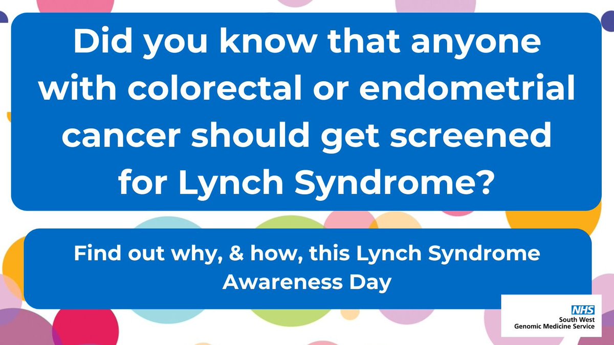 📢Work within cancer services? Did you know everyone diagnosed with endometrial or bowel cancer should get genetic screening for Lynch Syndrome? #LynchSyndromeAwarenessDay #ThinkGenomics