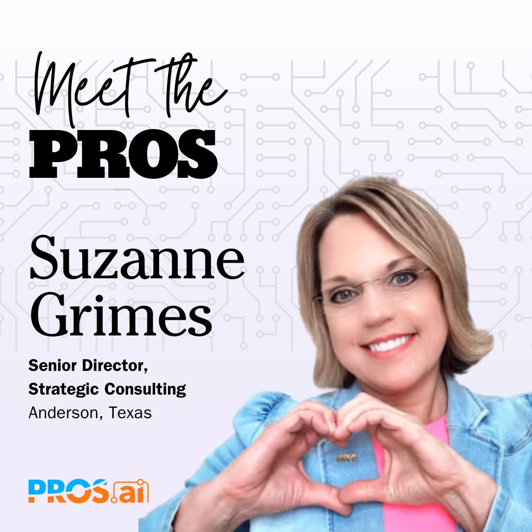 PROS_Inc's tweet photo. In celebration of #WomensHistoryMonth and #IWD2024, our PROS are sharing how they #InspireInclusion.
From the classroom to strategic consulting, get to know Suzanne, Senior Director, Strategic Consulting and 20-year veteran at PROS. π https://t.co/Qyi3w7NGy6 #LifeatPROS https://t.co/Fr9p5JGlhI