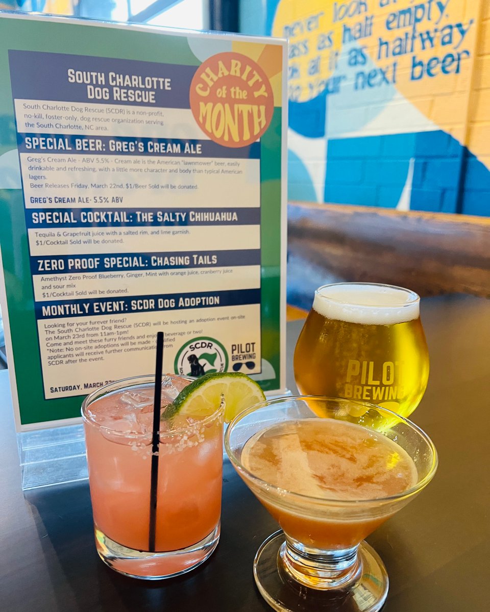 PilotBrewingCLT's tweet photo. Happy #FreshBeerFriday! We're releasing a super small brew that will benefit South Charlotte Dog Rescue!
Gregโs Cream Ale (C02 Version) - The American โlawnmowerโ beer, easily drinkable & refreshing w/ more character & body than typical American lagers. ABV 5.5%. Draught only. https://t.co/h3RL4mWdds