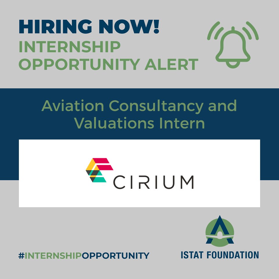 We're excited to share that @Cirium posted an aviation consultancy and valuations Intern position in the ISTAT Career Portal ▶️ bit.ly/3Kccxhn #Aviation #InternshipOpportunities #ISTATCareerPortal #Cirium #ISTATFoundation #AviationCommunity