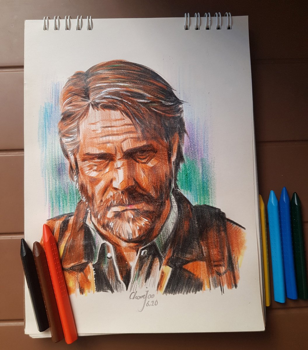 Naughty_Dog's tweet photo. The Last of Us fan Mahyar submitted this gorgeous, vibrant color drawing of Joel from The Last of Us Part II, capturing his emotions beautifully.

Share your own Naughty Dog Photo Mode shots, cosplay, tattoos, fan art, and more here: https://t.co/Phy0iNScpD https://t.co/CIypdGUavq