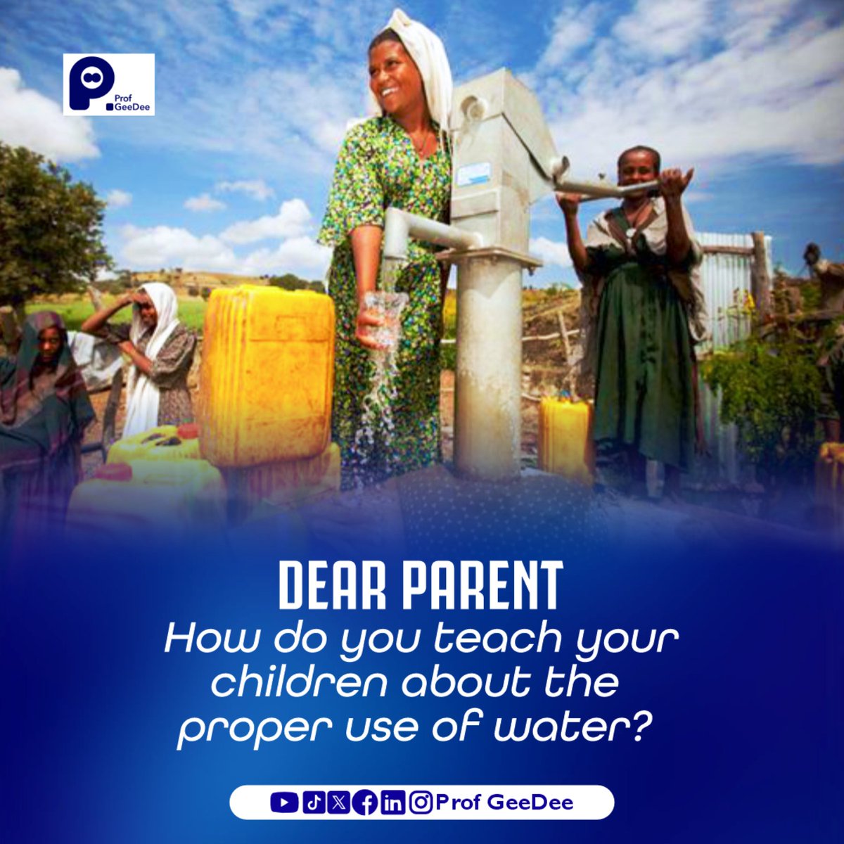 It is important that as a parent,
that you teach your children about the proper usage of water in their daily lives.

There are a lot of ways to go about teaching them.

#earlyyears
#earlylearning
#earlychildhooddevelopment
#WorldWaterDay2024
#dearparentseries
#profgeedee