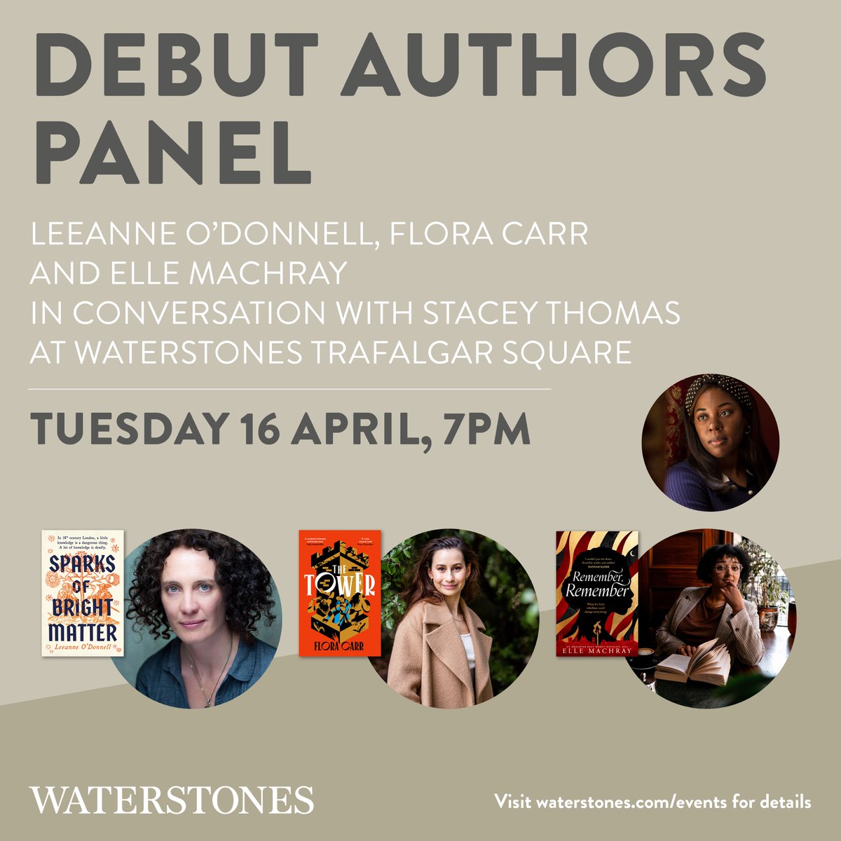 Very excited to see the author of #SPARKSOFBRIGHTMATTER Leeanne O’Donnell chatting historical fiction with @floracarr_, @elleandthebooks and @Staceyv_Thomas on the 16th April @WaterstonesTraf @eriu_books @bonnierbooks_uk @BlakeFriedmann waterstones.com/events/debut-a…