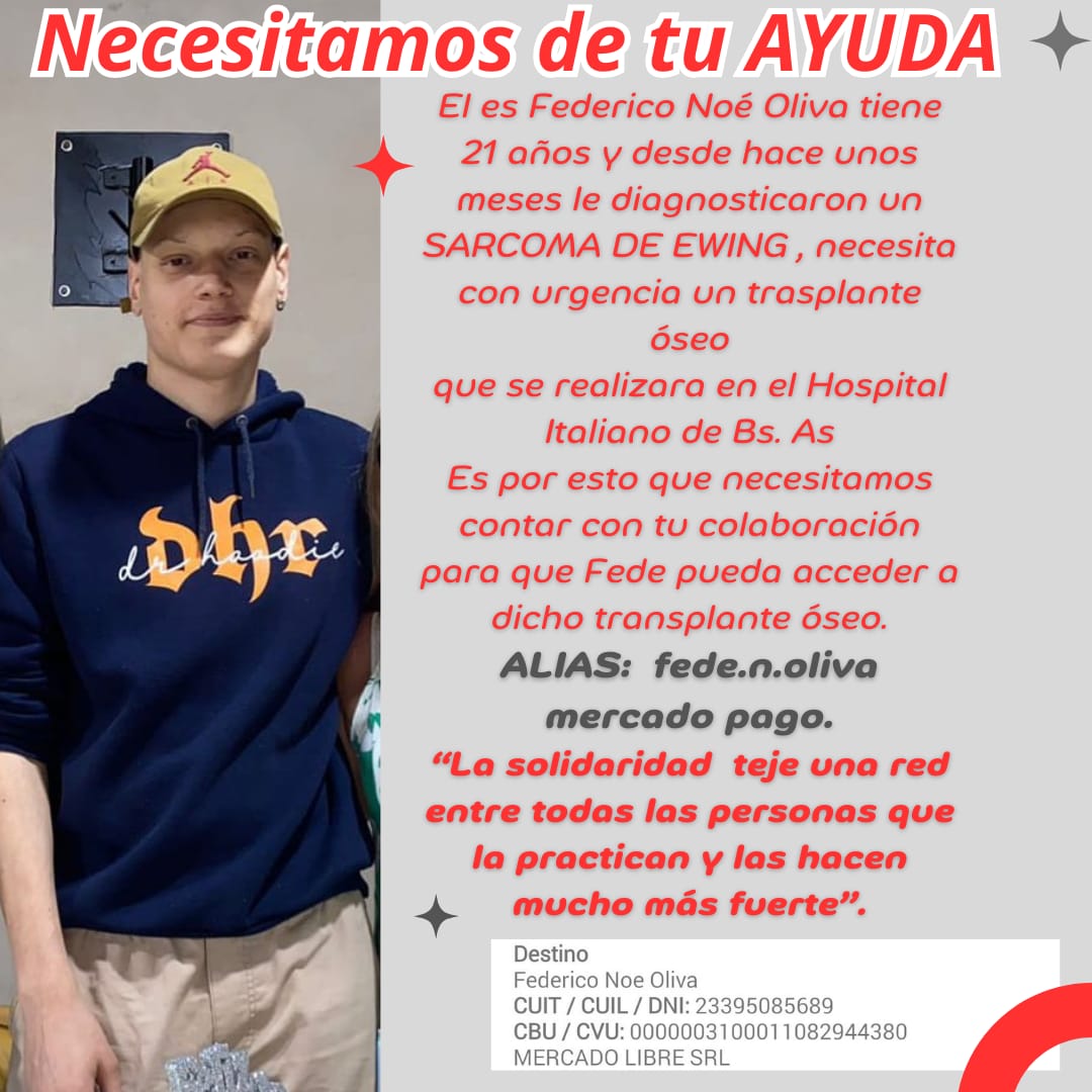 Acompañamos esta difusión de ayuda para un alumno de nuestro departamento.