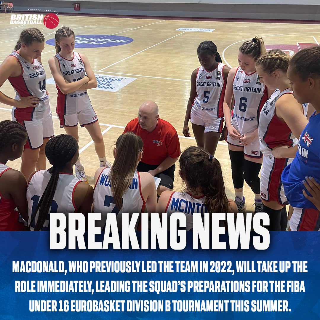 🚨We’re thrilled to announce Donnie MacDonald as the new head coach of our U16s women’s team! 🖊️ Read more about MacDonalds return 👉 gb.basketball/2024/03/22/hea… #BritishBasketball