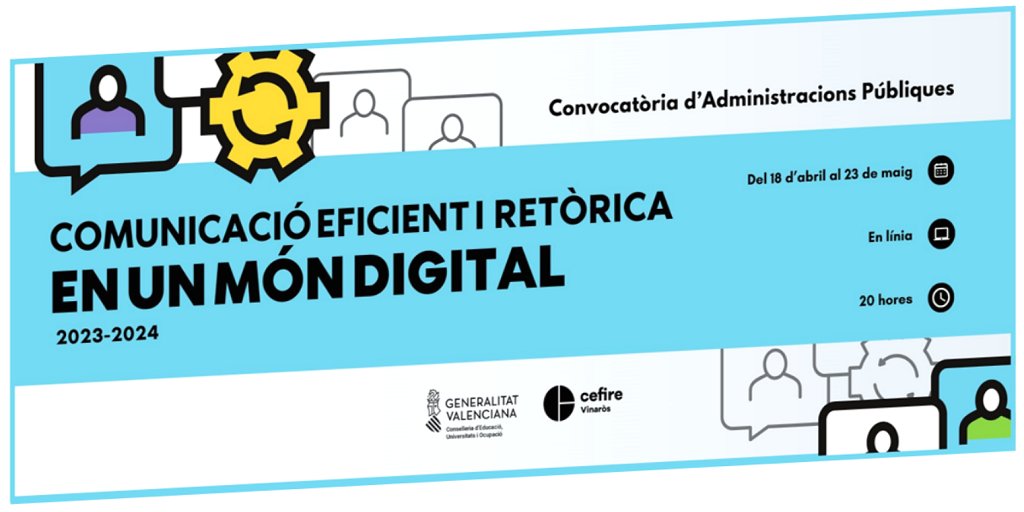 JosebaZuLu's tweet photo. Últimes places per al #curs del #CEFIREVinaròs:
"Comunicació eficient i retòrica en un #MónDigital"
#Docent, si vols tindre una bona #comunicació amb el teu alumnat, no et quedes sense plaça.
#Professorat 👉 https://t.co/JlVewjWpiS
#CEFIRECompetènciaDigitalDocent
#ComuDigiEduca https://t.co/JyW65bFGoq