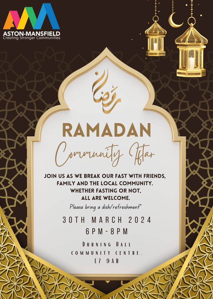 astonmansfield's tweet image. Our youth team are excited to invite you to join them as they break their fast with friends, family and the local community.

Come and learn more about #Ramadan, #Ifter and why Muslims fast .

Whether fasting or not, all are welcome.

Learn more: aston-mansfield.org.uk/events/ramadan…

#Newham