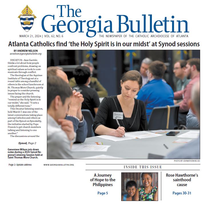 georgiabulletin's tweet image. Dive into the heart of the Synod on Synodality Our cover story delves into the Decatur meeting at St. Thomas More Church, capturing the voices and experiences of participants.  #archatl
