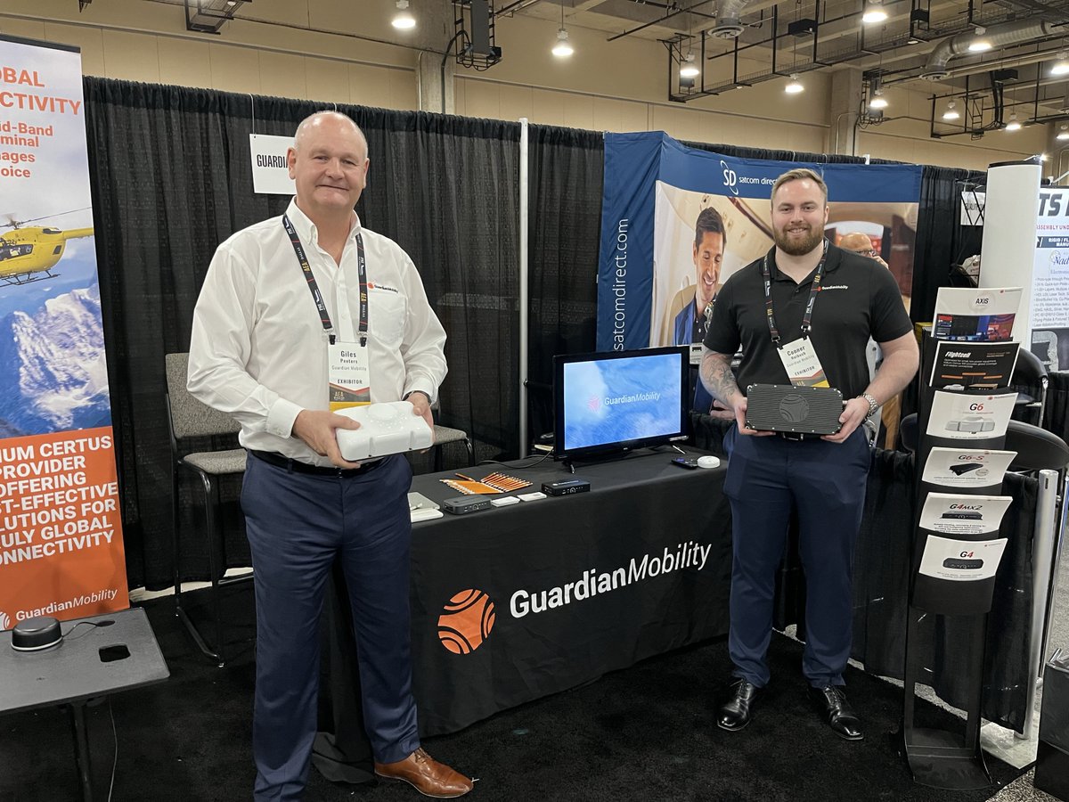 IridiumComm's tweet photo. It's been a high-flying week at #AEA24 ✈️ 

Iridium partners Avionics Networks, @GuardMobility, and @SKYTRACSystems showcased their #IridiumConnected terminals for truly global, weather-resilient &amp; reliable #aircraft connectivity: https://t.co/MFJhIxkSf5

@AEA_aero #Avionics #AV https://t.co/Ai8XvgbmRE